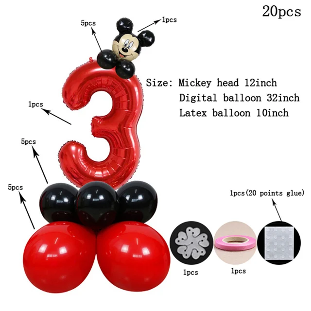 Mickey Mouse Theme Party Banner Party 6 People Disposable Plate Napkin Cup Cake Toppers for Kids Favor Flag Decoration Gifts Balloon 3