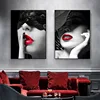 Rojo Sexy labios Mural de mujer de moda de impresión Cartel de la lona de arte belleza imagen pared pintura moderna casa Decoración ► Foto 2/6