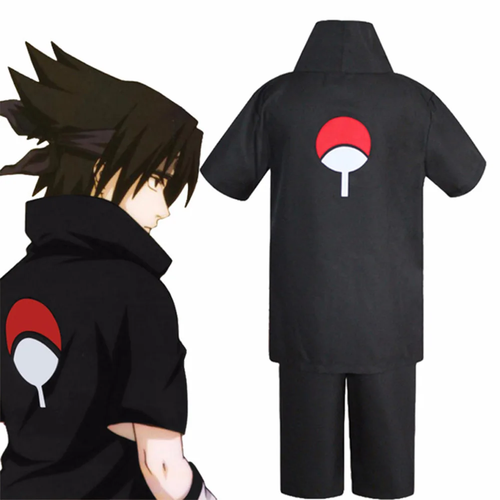 Аниме Sasuke Uchiha Косплэй костюм одежда топ+штаны Хэллоуин Карнавальный детский для