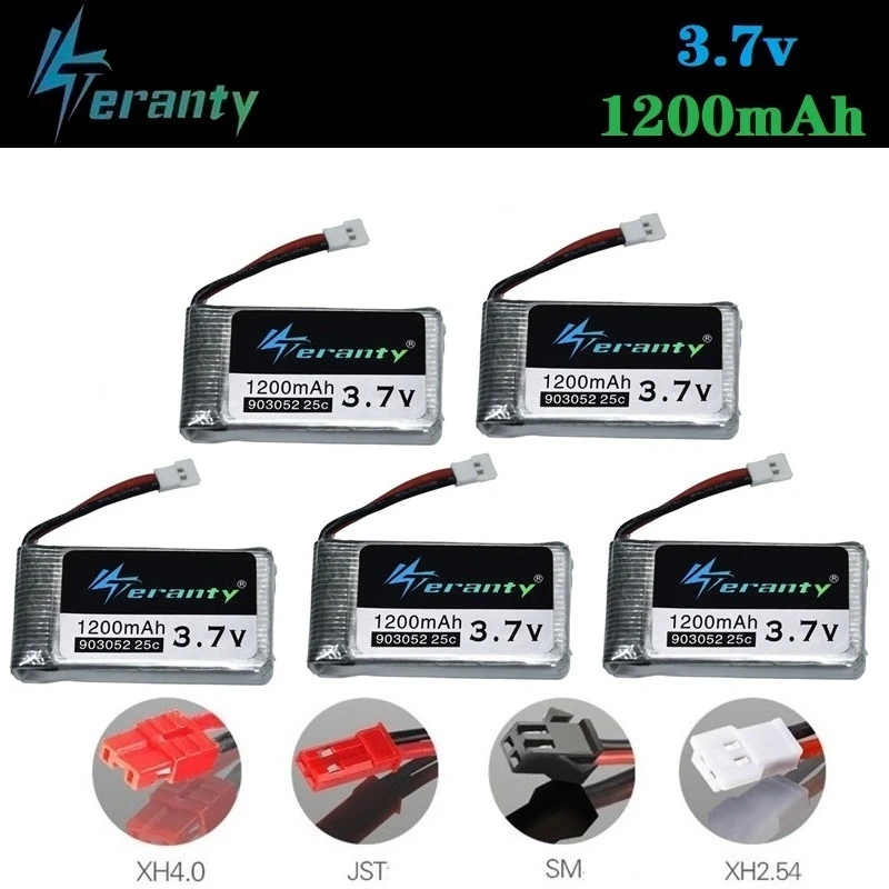 

3.7V 1200mah Rechargeable Battery for KY601S for Syma X5c X5 X5SC X5SW M18 H5P RC Drone Quadcopter 903052 3.7V lipo battery 5pcs