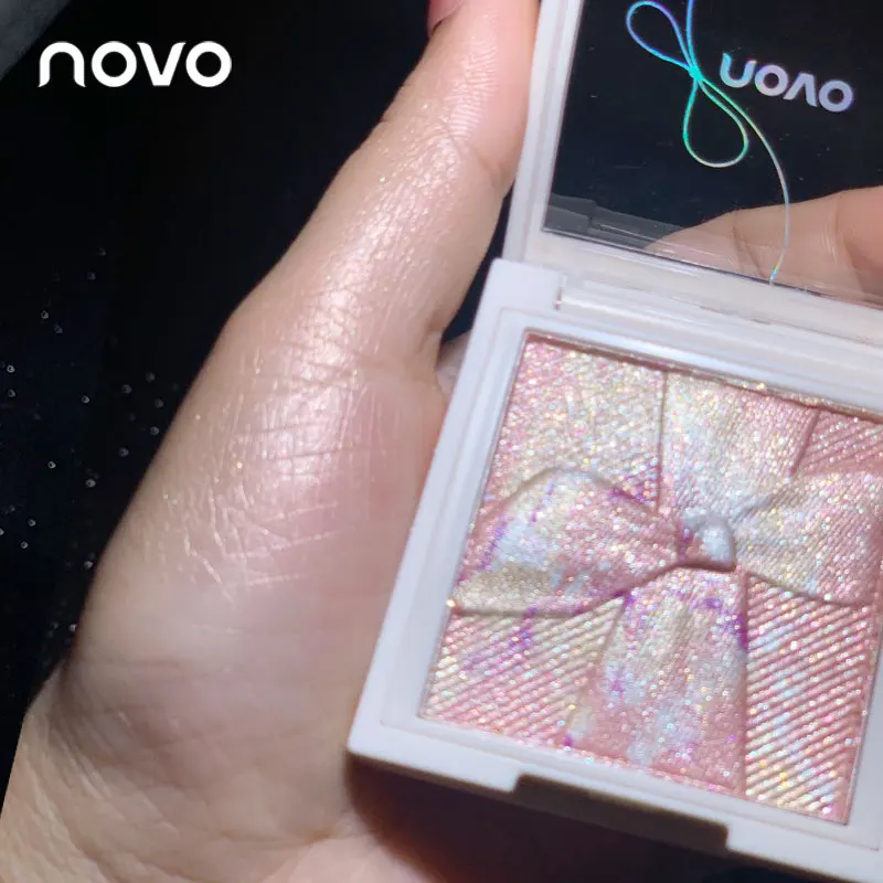 

Novo face makeup highlighter butterfly bow shape Champagne silver waterproof diamond glitter highlighter palette BN267