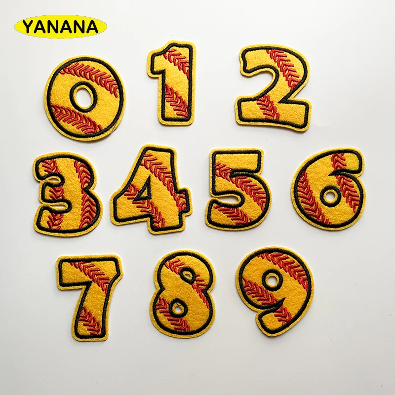 

yellow Number Embroidery Patches for T shirt Iron on Stripes Appliques Clothes Stickers Clothing Badges DIY clothing