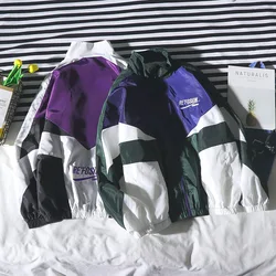 Hip Hop Spring Jackets Men Windbreaker Patchwork Autumn Loose Casual Jacket Couple Thin Jacket Loose Large Size Zipper Coat