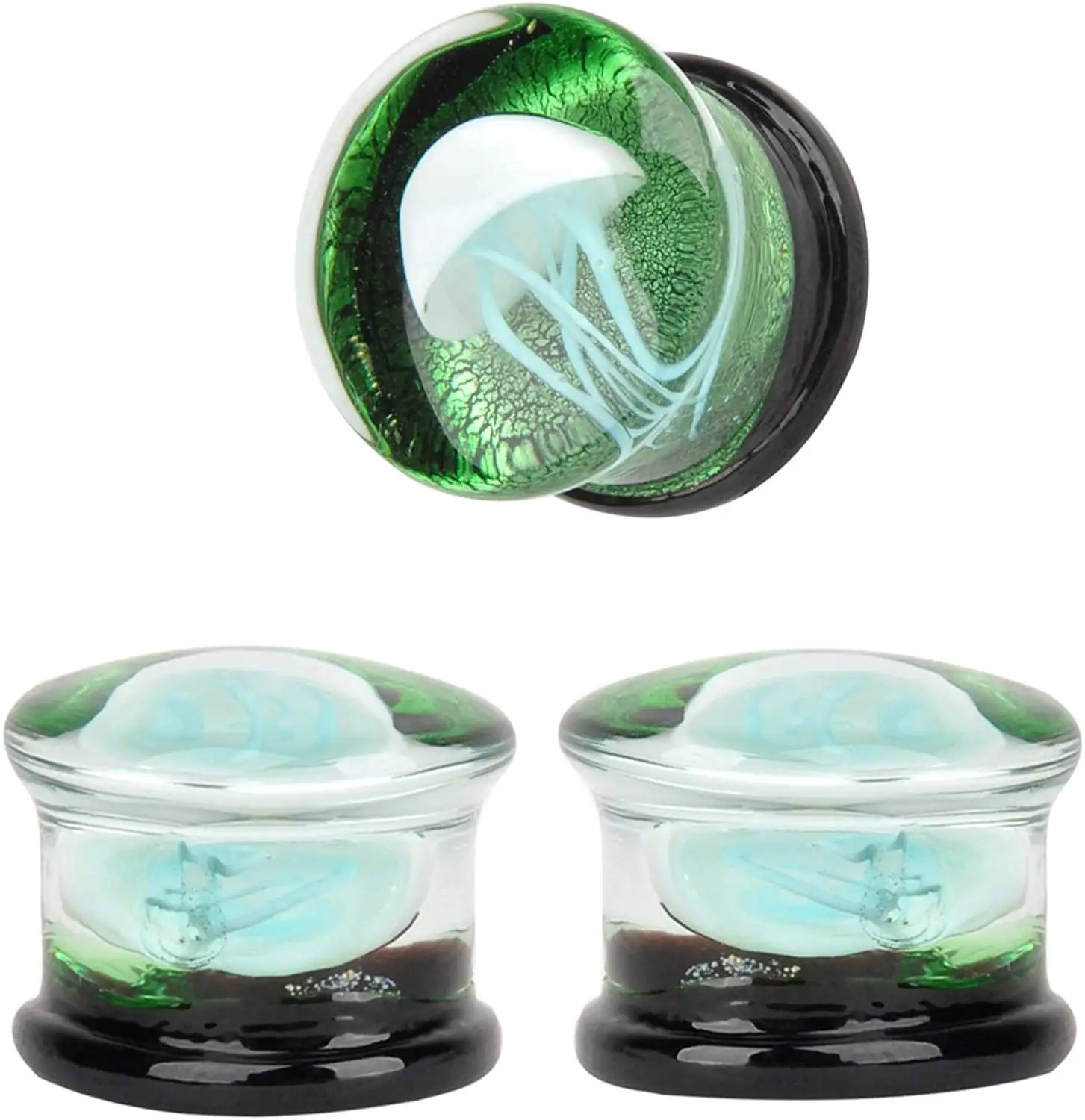 Glass Ear Plugs Ocean Jellyfish Earring Piercing Expander Glow In The Dark Ear Tunnels Ombligo Body Piercing Jewelry Oreja 1Pair piercing jewelry body piercing earrings ear piercing jewelry body piercing jewelry body jewelry