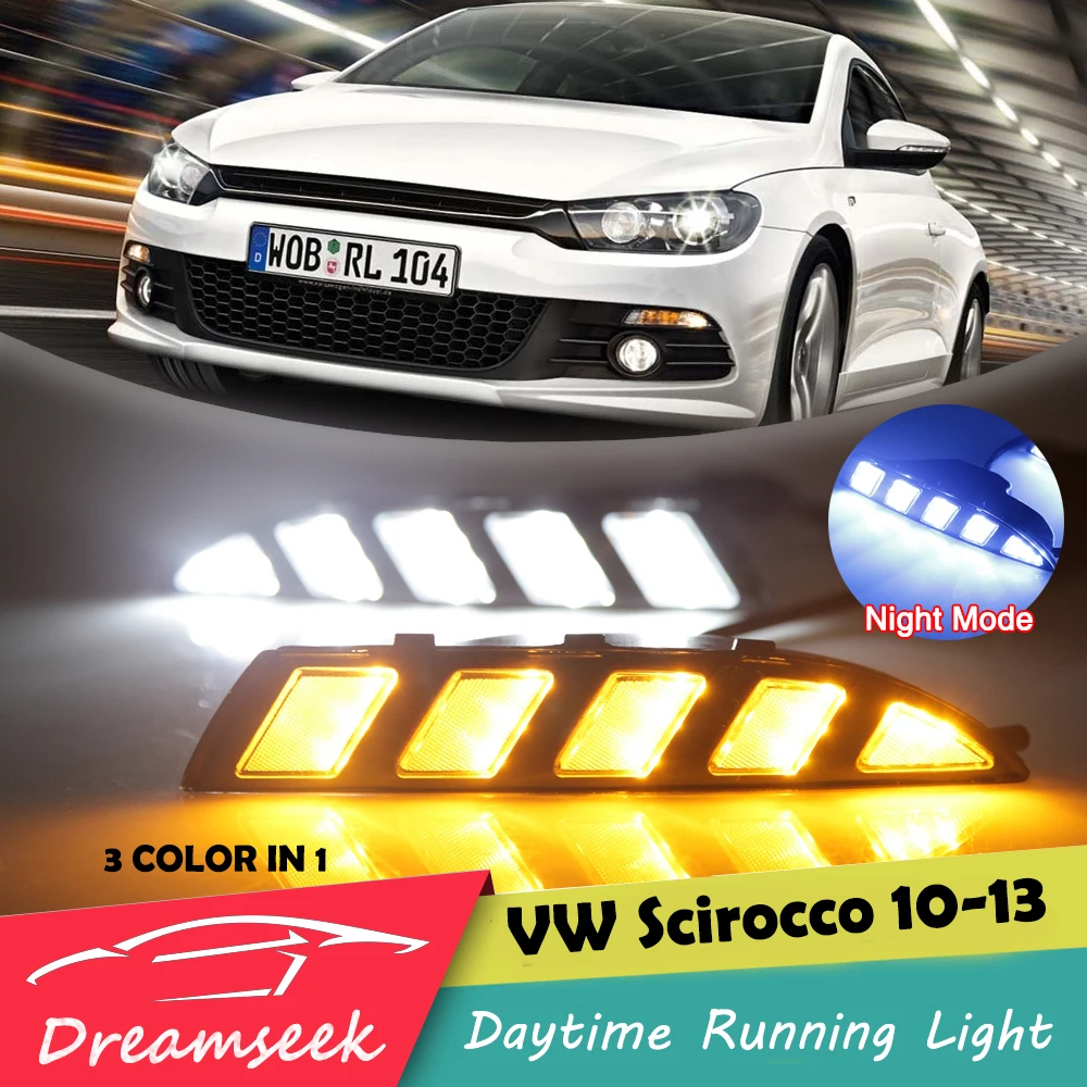 3 цвета светодиодный дневные ходовые огни для VW Scirocco 2010 2011 2012 2013 2014 светильник с
