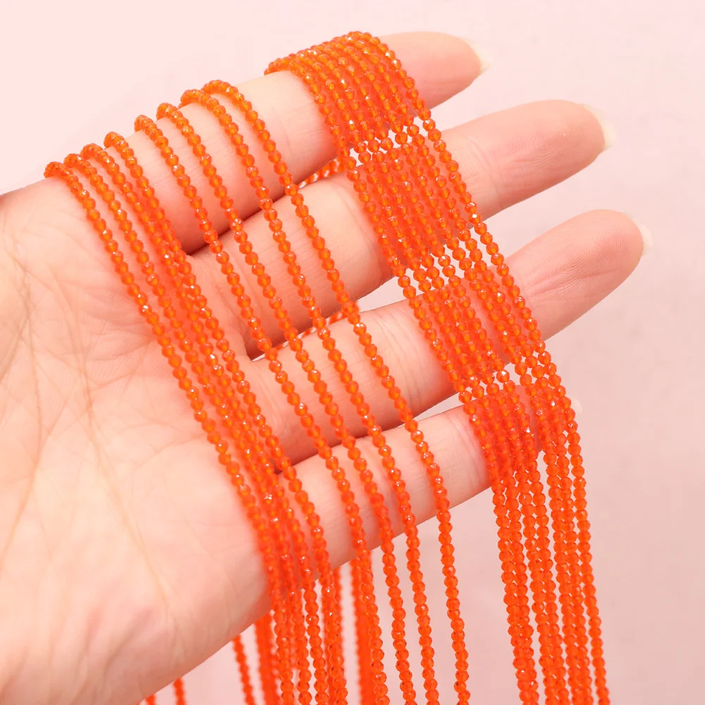 Beads 2MM Natural Semi-Precious Stone Spinel Orange Red Loose For Girls Jewelry Making DIY Bracelet Necklace Waist Beads