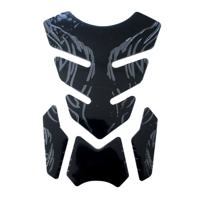 For Honda Yamaha Tankpad Sticker Fishbone 3D Tank pad Stickers Oil Gas Protector Cover Decoration Flame Motorcycle Accessories black