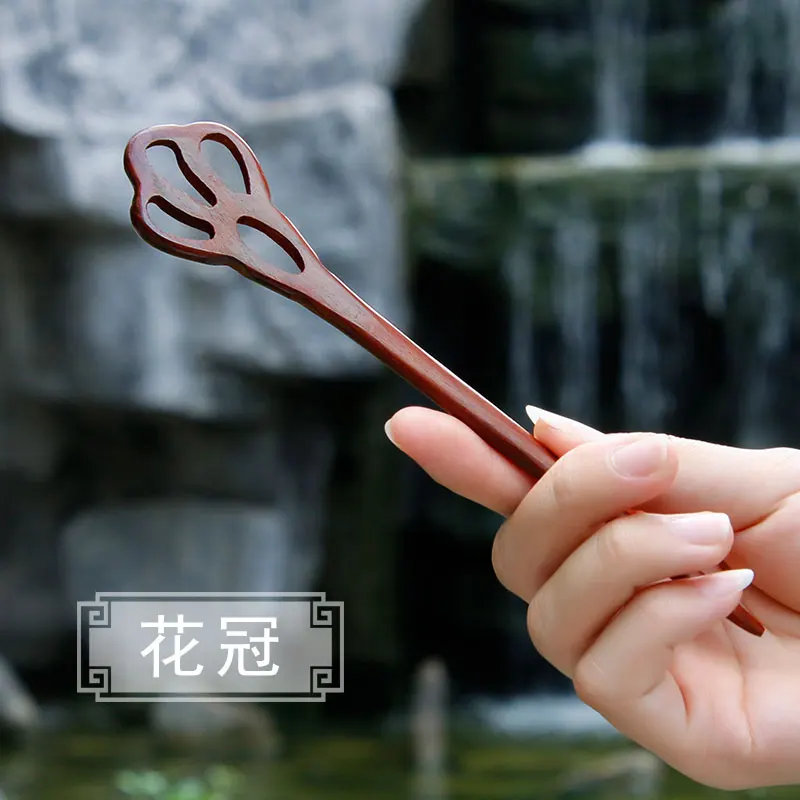 YYOUFU 16 Styles Red Sandalwood Hair Pins Hair Sticks Wood Animal Cloud Wave Hairpins Headpiece Women Headwear Hair Accessories - Color: MFZ-11