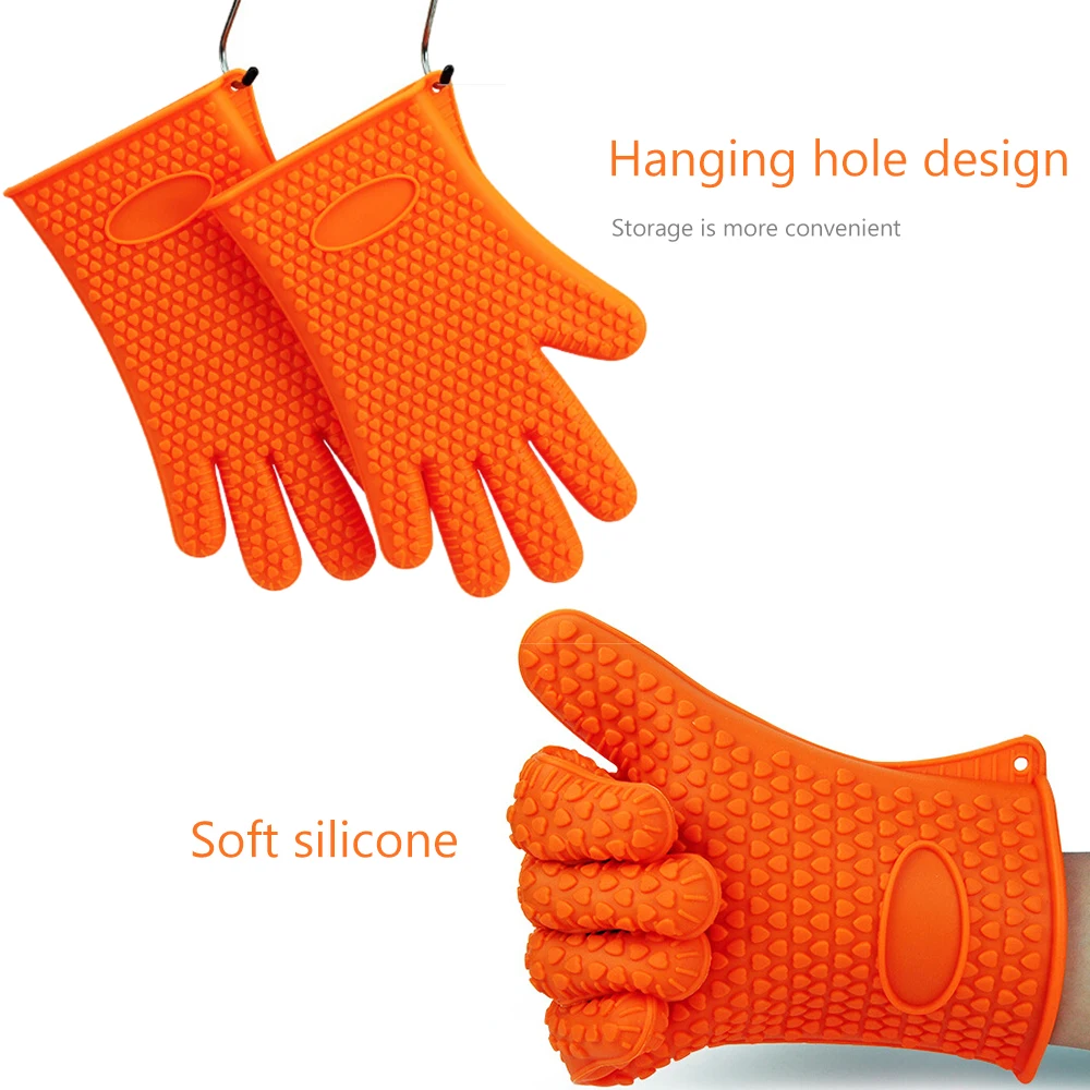 Microwave Heat Resistant Silicone Kitchen Oven Mitt Glove Potholder For Grilling And BBQ Waterproof Gloves