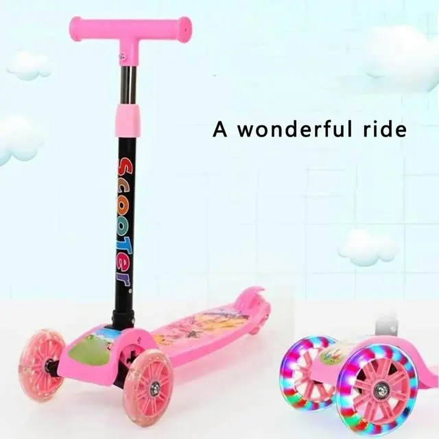 Super Long Folded Four Rounds Children's Scooters Luminous Wheel Two Modes Outdoors Scooter For Kids 1