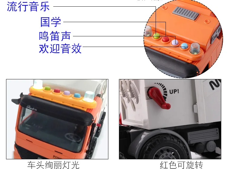 Мальчика больших Размеры мусора санитарии грузовики детская игрушка инерционная инженерный транспорт комплект уборочная подметательная машина модель, для детей от 3 до 6 лет