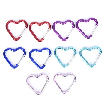 

10pcs Heart-shaped Carabiner Outdoor Camping Hiking Keychain Snap Clip Hook Kettle Buckle Carabiner Accessories