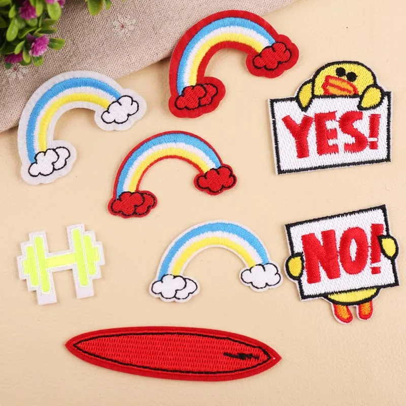 Cloth stickers computer embroidery chapter trend cute small rainbow skateboard clothes decoration patch stickers