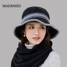 MAERSHEI шапка женская осенне-зимняя шерстяная вязаная шапка элегантная женская кепка с покрывалом бини Gorras