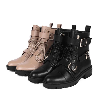 

INS HOT Women ankle boots Genuine Leather Boots British style wild short tube with European and American short boots