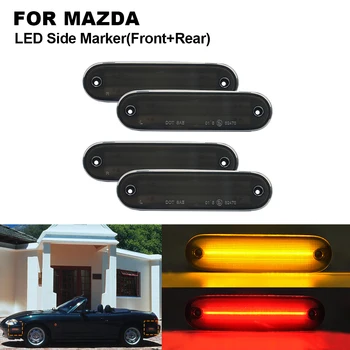

4PCS Smoked Lens Amber(Front)&Red(Rear) LED Side Marker Light Lamp For MAZDA Miata MX-5 1990-2005