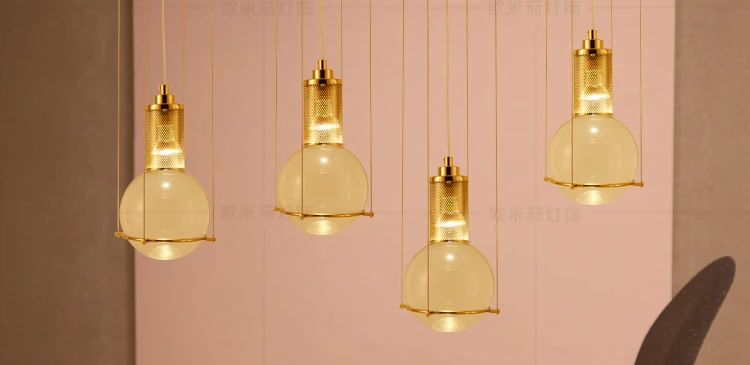 Postmodern designer crystal chandelier restaurant Nordic creative golden cafe bar personalized lighting