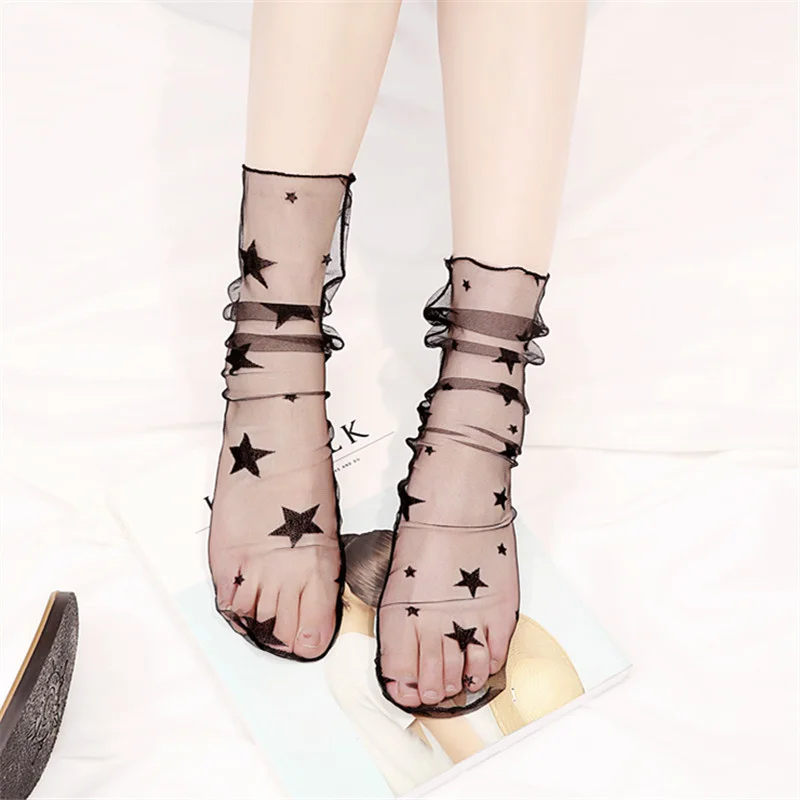 Новинка, Летняя Сексуальная кружевная Цветочная сетка в стиле ретро, женские носки для девочек, эластичные модные женские мягкие короткие носки, женские прозрачные шелковые ультратонкий носок