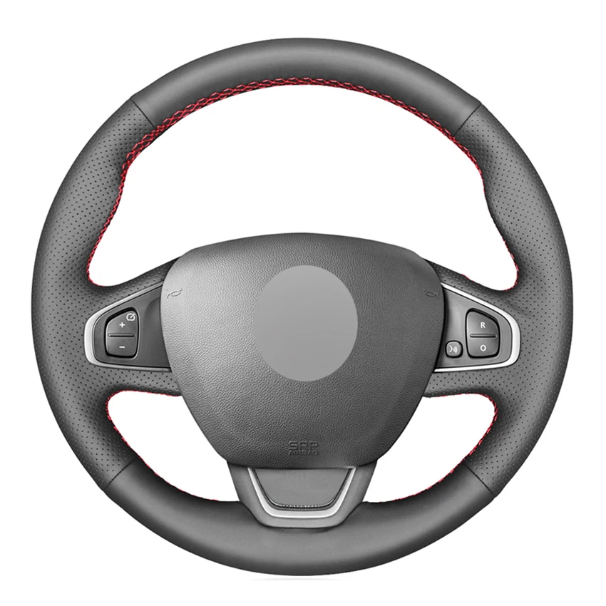 Black PU Faux Leather Hand-stitched Car Steering Wheel Cover for Renault Clio 4 (IV) Kaptur Captur 2016-2019 | Автомобили и