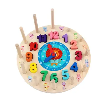 

1 Set Colorful Wooden Clock Time 1-12 Numbers Early Learning Educational Toy Gift for Baby Toddlers Boys Girls
