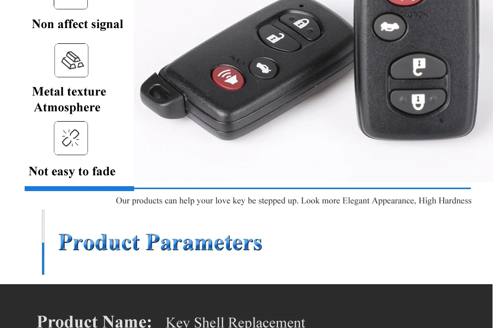 Keyforkess 10 pezzi di ricambio 2/3/4 pulsanti chiave Shell per Toyota Toyota Prius Land Cruiser Avalon Prado custodia per chiave a distanza per auto - H21402f86e7314314b1e4b68d956312d4i