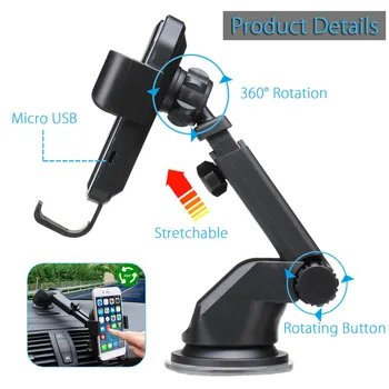 

Hot 10W Car Phone Holder QI Wireless Fast Charging Car Dashboard Holder Gravity Strong Suction Cup For iPhone X8 XR for Samsung