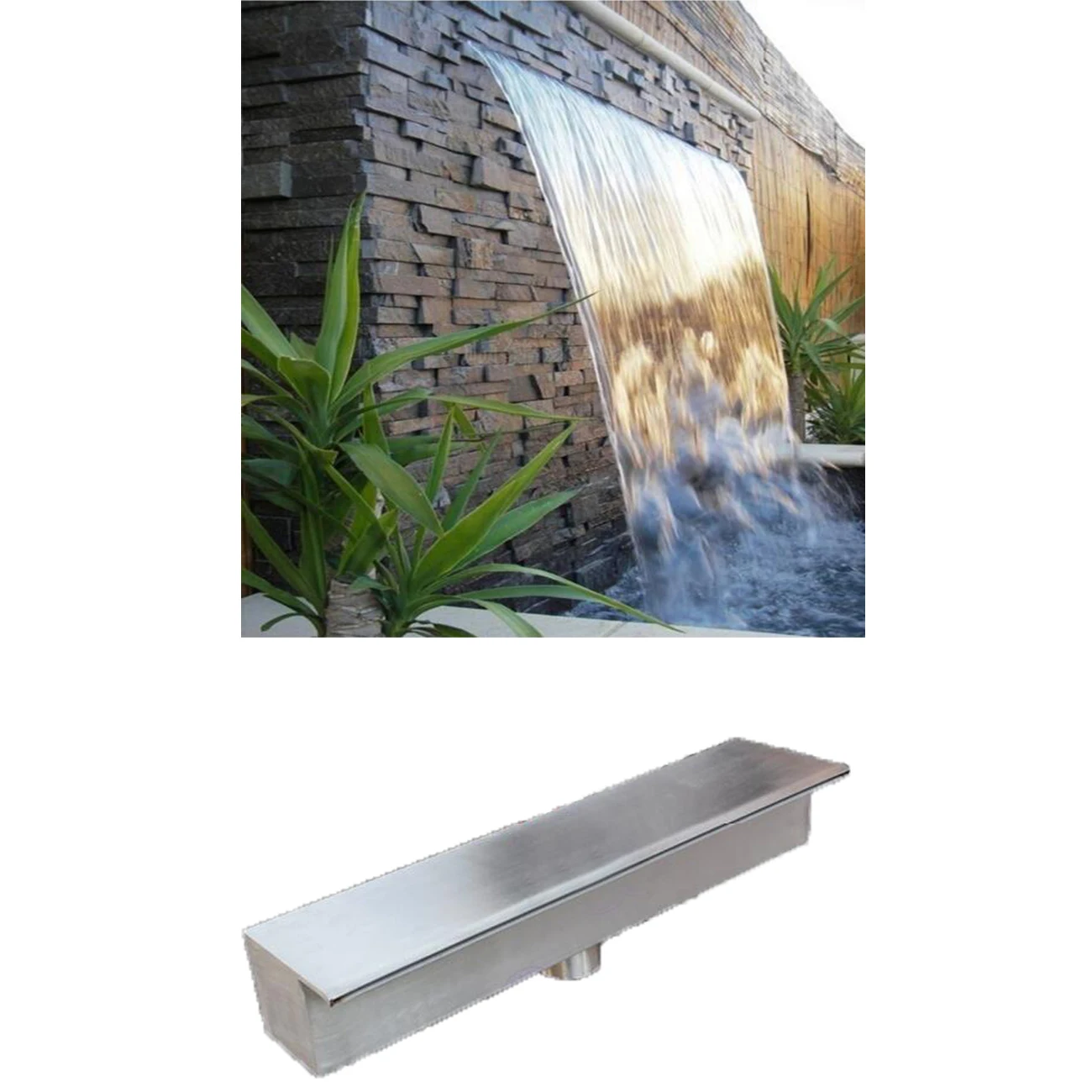 Stainless steel waterfall water outlet stream sink pool fountain curtain wall courtyard fish pond landscape | Дом и сад