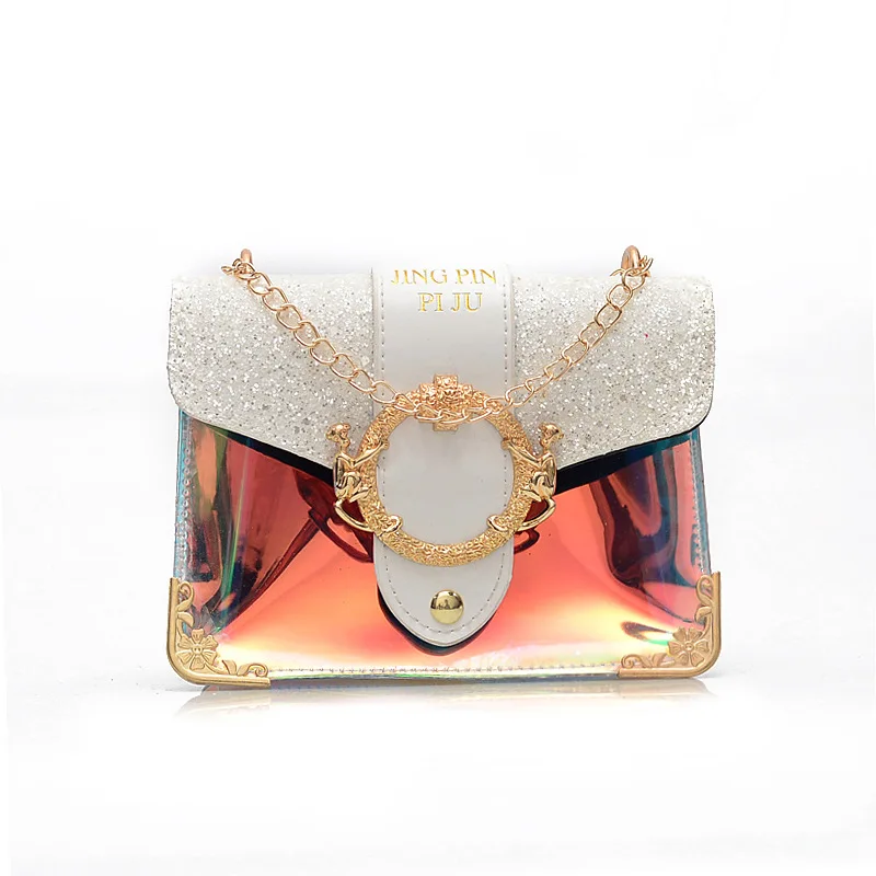 

Fashion Laies Transparent Laser Chain Shoulder Bag for Women 2020 Summer Beach Handbag Cover Small chains bags crossbody bags