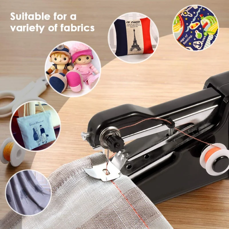 New Portable Mini Hand Sewing Machine Household Cordless Electric Stitch Needlework Set for Quick Repairs DIY Clothes Stitching