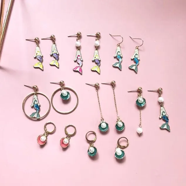 

Hot Selling Sweet Creative Mermaid Design Long Drop Earrings for Women Girls Dating Party Birhthday Gifts Jewelry CEL2238