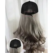 Женский цельный парик бейсбольная шляпа с длинными вьющимися большими волнами парики DXAA