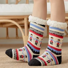 Женские носки, Зимние Модные кавайные теплые носки с принтом лисы, забавные рождественские хлопковые носки для пола, ковровые носки для женщин, Calcetines Mujer