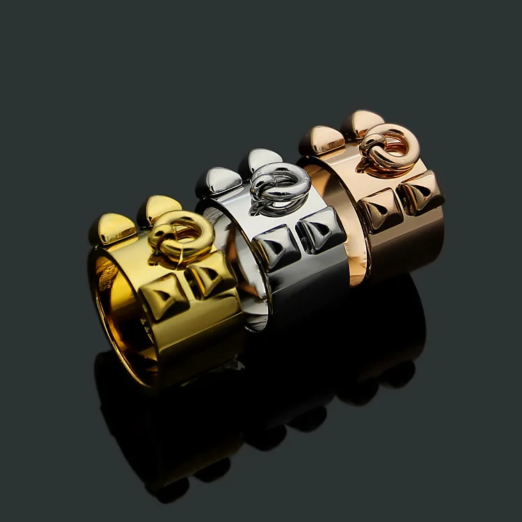 

Hot sell 316L Titanium Steel Foreign Trade Explosion H nail Rings Wide Faced Couple Ring Wholesale