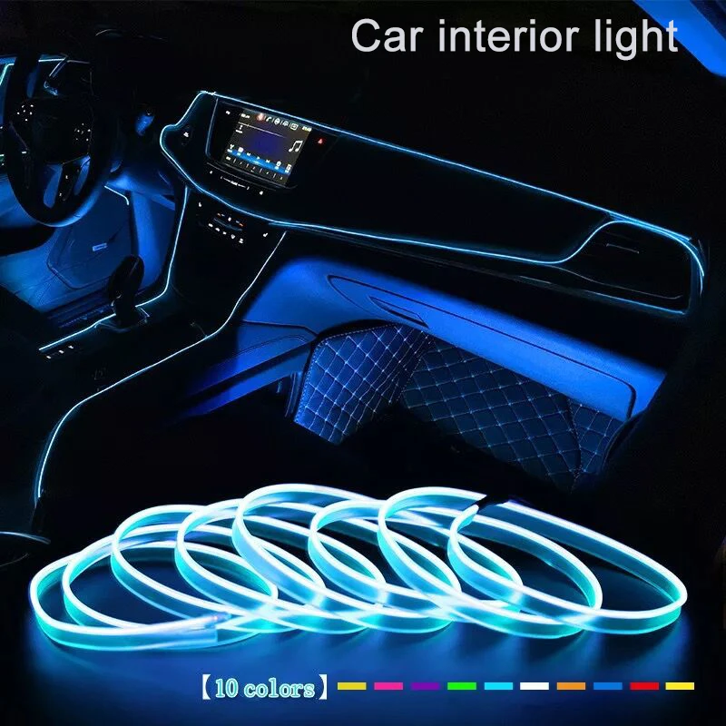 

Car Interior Lighting DIY 1/2/3M Strips Auto LED Strip Garland EL Wire Rope Car Decoration Neon LED lamp Flexible Rope Tube