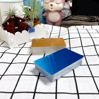 

100 PCS/Pack 5 Colors Black Silver Yellow Blue Aluminum Alloy Card Laser Engraved Metal Business Visiting Name Cards Blanks
