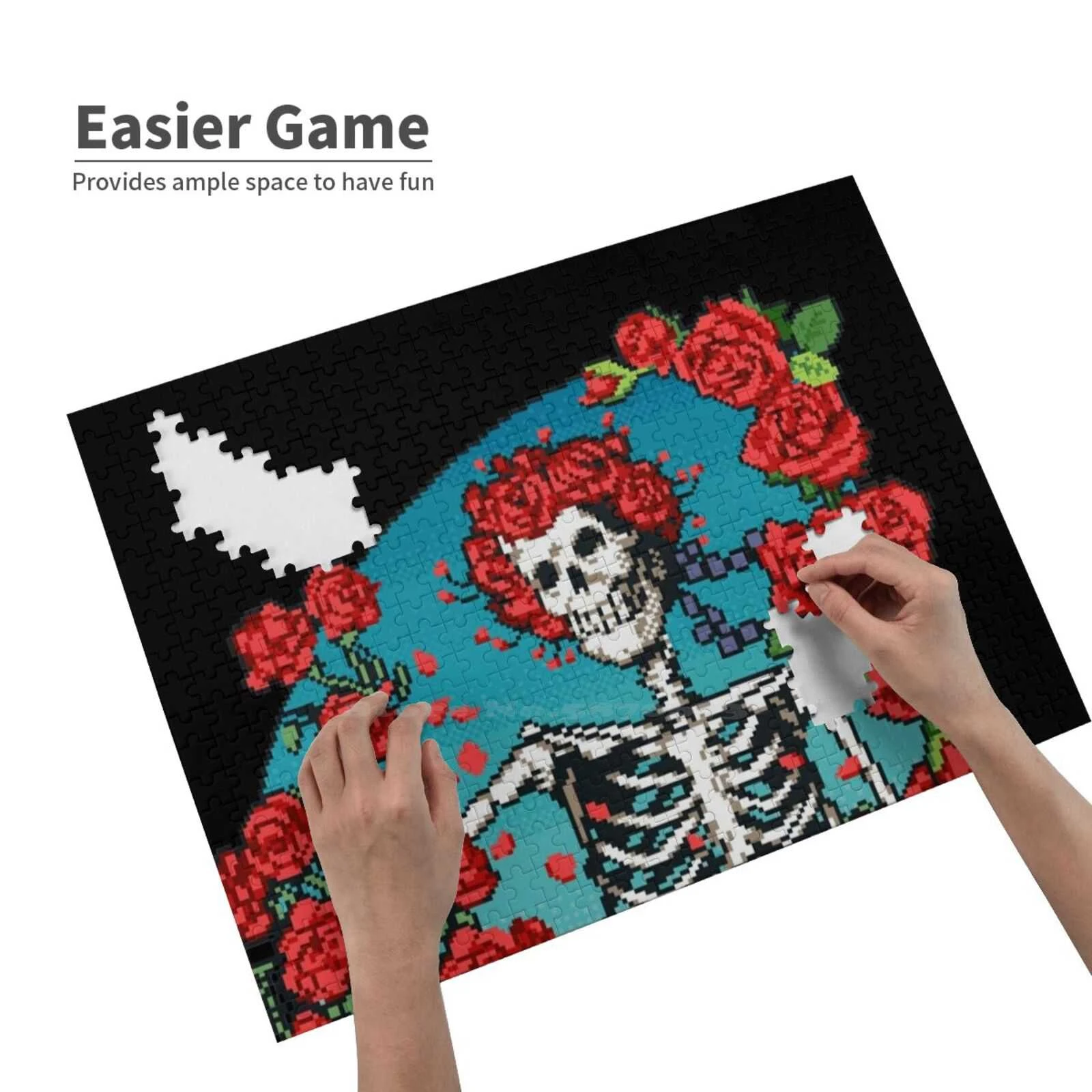 Pixel Art Skeleton And Roses Grateful Dead Jigsaw Puzzle Children'S  Educational Toys Gift Adult Hobby Game Toy Pixel Art Punk|Puzzles| -  AliExpress