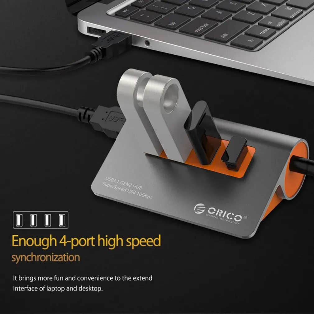 ORICO USB3.1 Gen2 концентратор Алюминиевый usb-хаб PC сплиттер 10 Гбит/с супер скорость с 12 В адаптер питания для samsung Galaxy S9/S8/Note