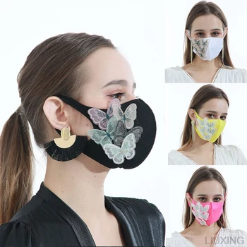 

Designer mask for face mask with rhinestones butterfly luxury mouth caps reusable mask cloth washable Women`s Jewelry dustproof