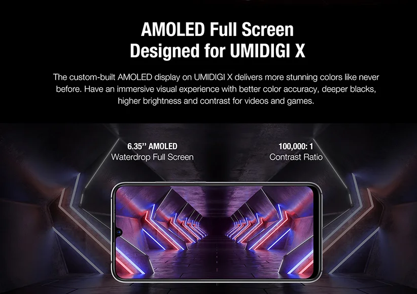 UMIDIGI X экран отпечатков пальцев 6,35 AMOLED дисплей глобальная версия 48MP Тройная задняя камера 128 ГБ 4 ГБ Helio P60 4150 мАч мобильный телефон