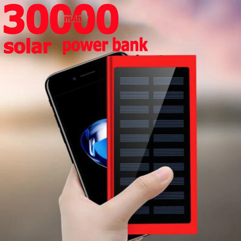 Solarpower Bank 30000 мАч большая емкость источник питания быстрое зарядное устройство 2USB