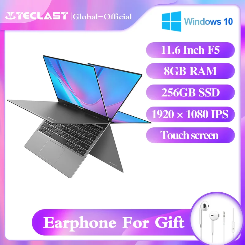 Teclast F5 ноутбук 11 6 &quotноутбук Windows 10 8 ГБ ОЗУ 256 SSD Intel Celeron N4100 вращение на 360 ° 1920*1080 IPS
