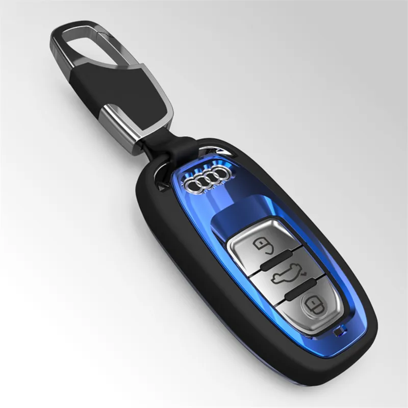 BLUE-BUCKLE Защитный чехол ключа автомобиля для Audi A4L A5 A6 A6L Q5 S5 S7 защиты оболочки стайлинга автомобилей гальванический Чехол Чехлы - Название цвета: BLUE-BUCKLE