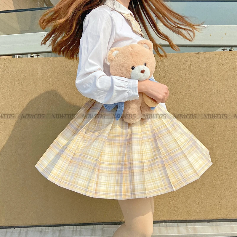 [Floating Moonshine] Girl\'s Summer Short/Long High Waist Pleated Skirts Plaid Skirts Women Dress For JK School Uniform Students