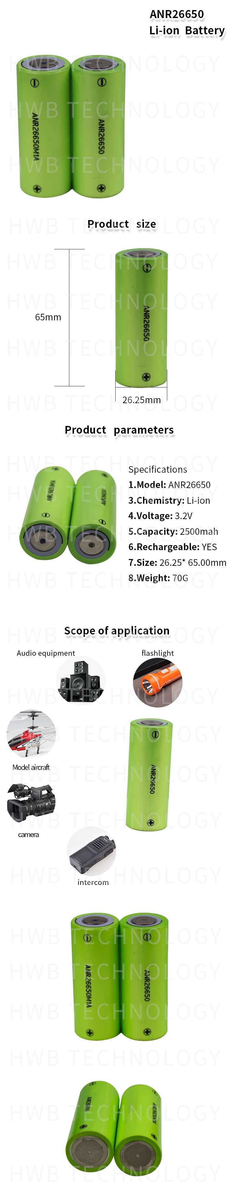 20 шт. 26650 lifepo4 3,2 в 2500 мАч высокий расход 70A(30C) батареи ячеек e-bike Гольф автомобиль и беспроводные электроинструменты