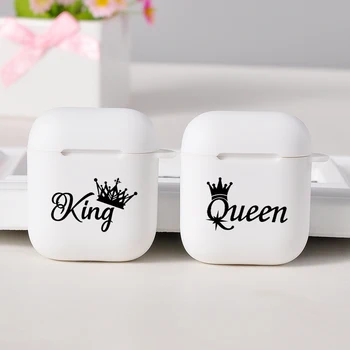 

king queen Case For AirPods Case white Bluetooth Cover For Apple AirPods 1 2 Charging Box Cover Skin Accessories Air Pods case