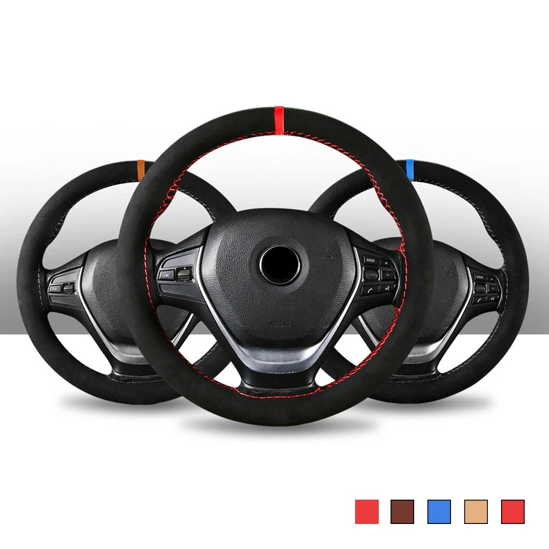

38cm Universal Braid On Steering Covers Car Steering Wheel Cover With Needles Thread Artificial Leather Auto Car Accessories