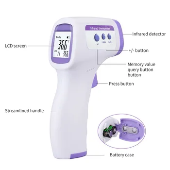 

LED Digital Infrared Body Temporal Forehead Non-contact Forehead DROPSHIPING IN STOCK Portable Forehead Thermometer Forehead gun