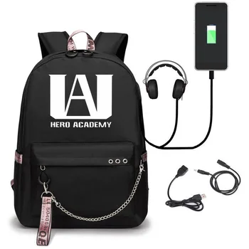

My Hero Academia backpack For Boys USB charging Animal School Bags satchel Canvas Travel Laptop Mochilas For Students