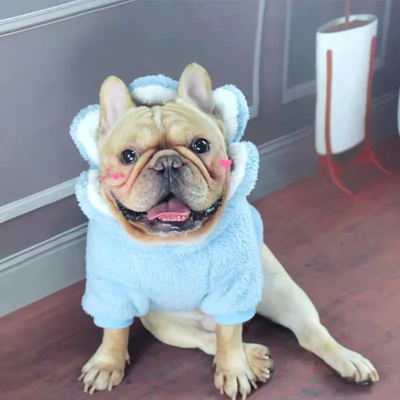 Winter Warm French Bulldog Sunflower Hoodie Coat Jacket Pet Dog Clothes for Small Medium Dogs Corgi Pug Sweater Costume KLC05