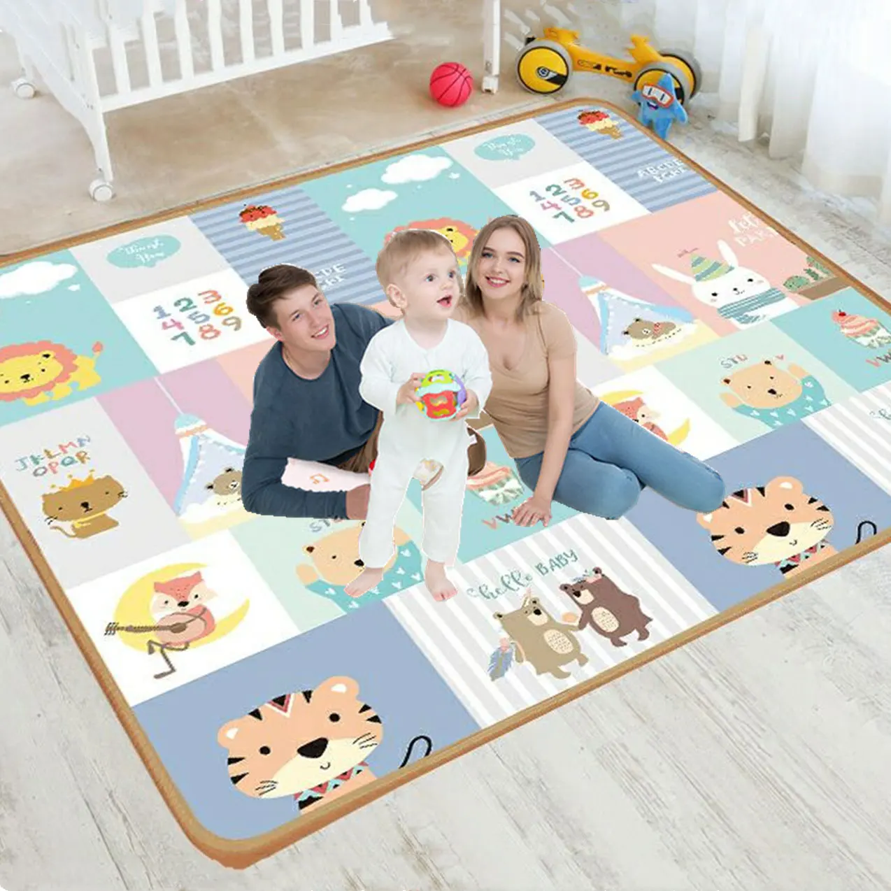 

Baby Play Mat Waterproof Soft Floor Playmat Foldable Crawling Carpet Kid Game Activity Rug Folding Blanket Educational Toys